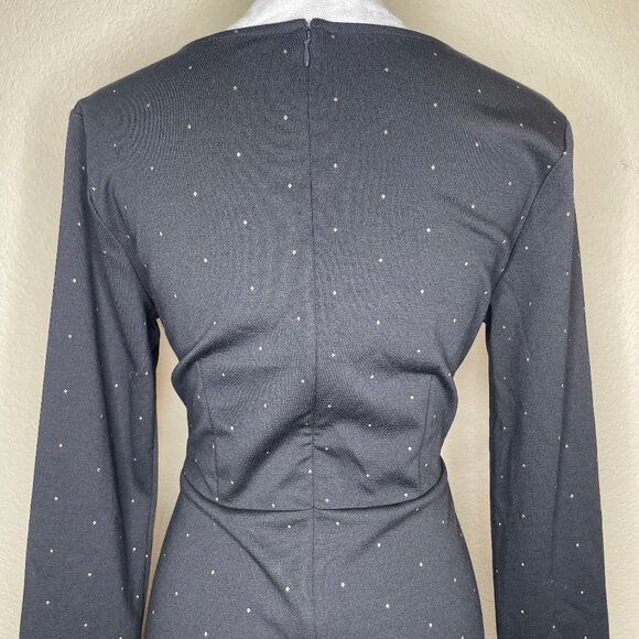 Gap Women's Black Tan Dots Long-Sleeve Jersey-Knit Swing Dress Size 10 - Picture 4 of 10